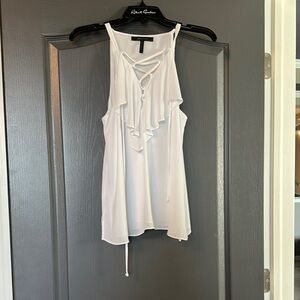 White Sleeveless Ruffle Top